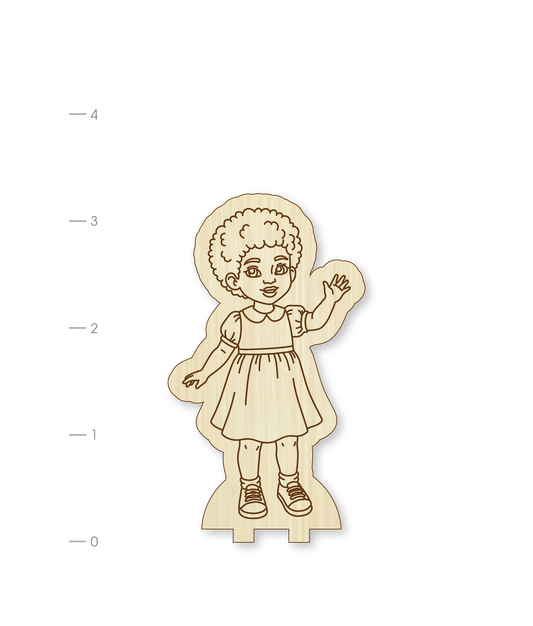 Little Girl with Curly Hair DIY Woodie