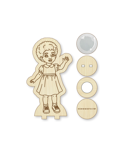 Little Girl with Curly Hair DIY Woodie